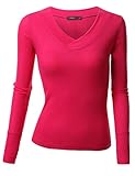 Doublju Womens Fitted Long Sleeve V-Neck Thermal T-Shirt