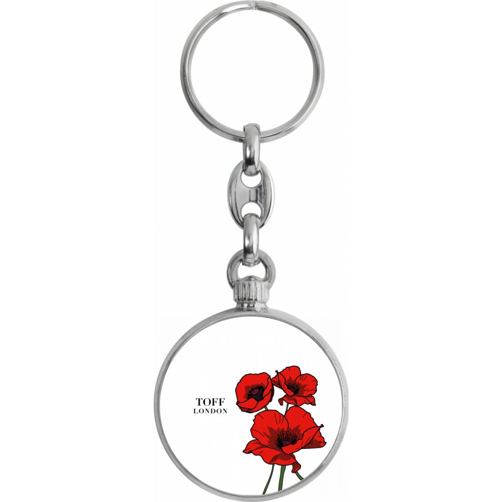 Toff London Red Poppy Flower Keyring