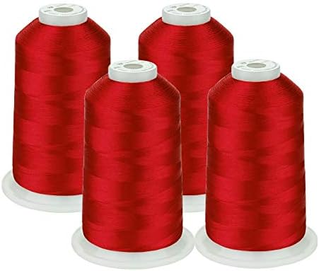 Simthread 42 Options Various Assorted Color Packs of Polyester Embroidery Machine Thread Huge Spool 5000M for All Embroidery Machines (4 Red)