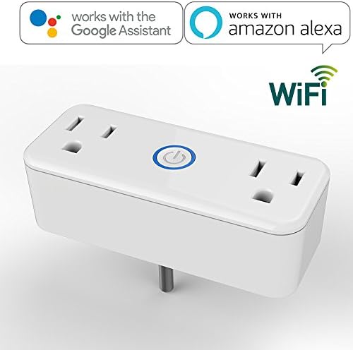 Wifi Smart Plug Mini Socket Outlets- Compatible with Alexa Echo &amp; Google Home Assistant - Double Plugs No Hub Required - Timer Function Voice Control- App Remote Control Wireless Smart Socket Outlet
