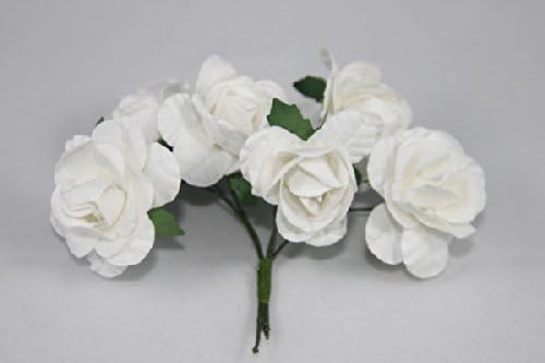 Small Rose Bulk Paper Flowers 1.25" White (144 Stems)