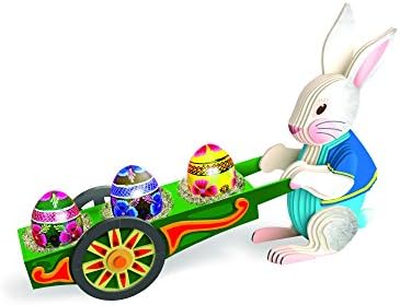 TruTru Animals Easter Bunny Wheelbarrow Egg Holder European 3D Puzzle DIY Craft Kit ; Arts and Crafts, Model Kit