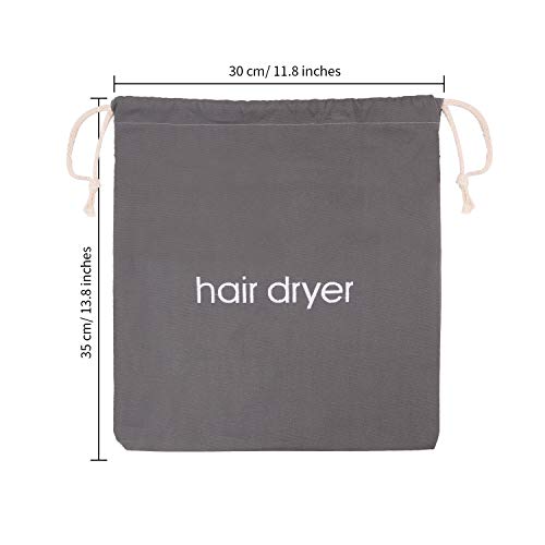 Senkary Hair Dryer Bags Drawstring Hairdryer Travel Bag Cotton Hair Dryer Storage Bag, 11.8 Inch by 13.8 Inch (Dark Gray)
