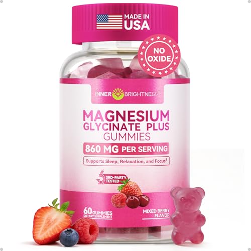 Magnesium Glycinate Gummies, Melatonin-Free & Sugar-Free Magnesium Supplement for Adults & Kids 4+, Supports Restful Sleep, Muscle Recovery & Calm Mood, 60 Count
