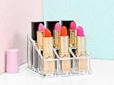 Cq acrylic 9 Grid Lip Gloss Organizer with Display and Lipstick Holder,3.7x3.7x2.6 inch,pack of 1