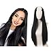 Black U Part Wig Synthetic Hair Extensions Clip in Long Straight Full Head Hair Pieces for Women 24 Inch SARLA