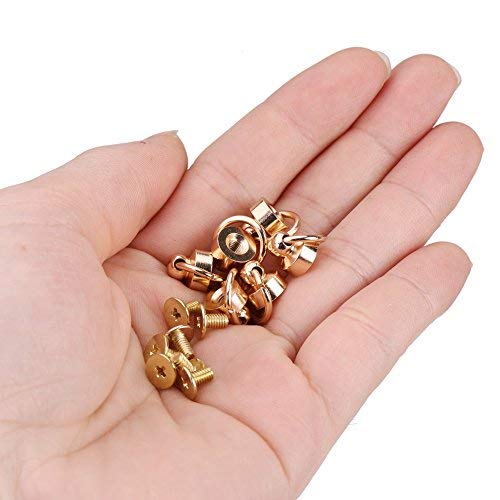HEEPDD Rivet Studs, 20 Sets 8mm O Ring Round Head Screwback Button Studs with Ring Kit for Purse Wallet Handbag Phone Case Decoration Gold – Decorative Hardware for DI