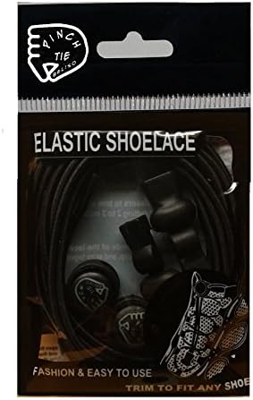 Pinch Tie Locking Shoe laces. New improved low profile(Elastic No Tie Shoelaces) See all colors here (Black solid)