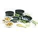 Wealers Camping Cookware 11 Piece Outdoor Mess Kit Backpacking| Trailblazing add on | Compact| Lightweight| Durable with Chef Pots, Bowls, Utensils and Mesh Carry Bag Included (11 Piece Set)