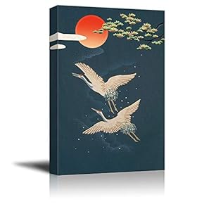 Chinese Element Elegant Red Crowned Crane Painting Wall...