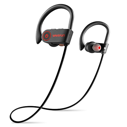 Bluetooth Headphones,Wavefun Best Wireless Sport Earphones with Microphone,IPX7 Waterproof HD Stereo Sound with Bass Sweatproof Siri Activated In Ear Earbuds for Gym Running Workout Headset (Updated)