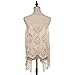 jastie Open Stitch Cardigan Boho Hippie Crochet Vest (A-Cream)