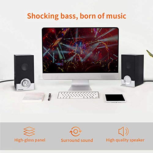 Computer Speakers, 6W Wood USB Speaker, Multimedia Speakers for Laptop, Desktop, Tablets, Phones