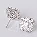 GULICX white gold Tone White Cubic Zirconia Rhinestone Vogue Square Stud Earrings