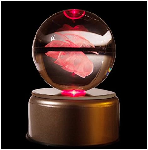 Clear K9 Crystal 3D Pokemon Go Inspired Inside Engraved Lasermarked Glowing Pokeball with LED Rotary Lamp Base Toy Light Lamp (venusaur)