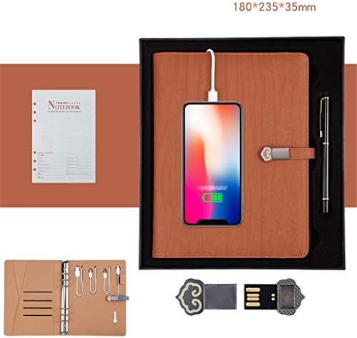 YYQ Practical Wireless Charging U Disk Gift Box Business A5 Office Stationery Diary Creative Detachable Notebook Student Supplies (Color : Light Brown Suit)
