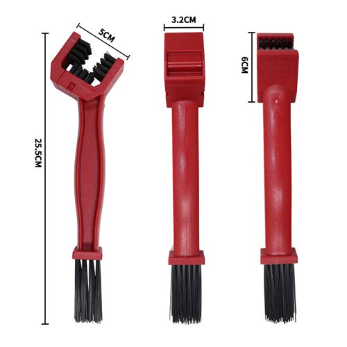 LEBOLIKE Durable Motorcycle & Bike Chain & Gears Maintenance Cleaning Brush Cleaner Tools - (Red)