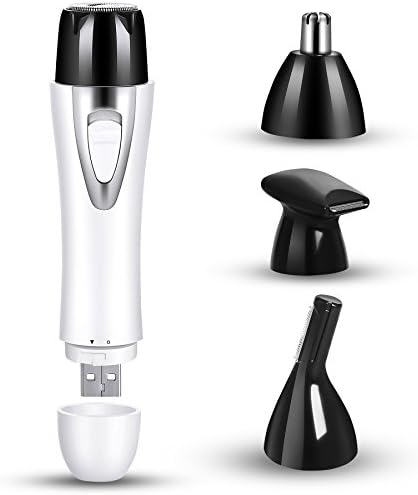 Hair Removal for Women, 4 in 1 USB Rechargeable Facial Hair Remover Painless Nose Ear Hair Trimmer, Body Hair Shaver Eyebrow Hair Grooming kit, Sideburns/Bikini Area/Armpit/Arm/Leg Hair Trimmers