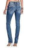 Miss Me Jeans Women's Garden View Floral Embroidered Medium Wash Straight Leg (28)