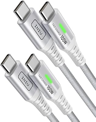 USB C Kabel, 2m+2m Weiß 100W Schnellladekabel USBC auf USB C Ladekabel
