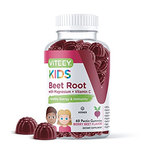 [60 Count] Beet Root Gummies with Magnesium & Vitamin C, Formulated for Kids - Supports Healthy Circulation & Blood Pressure & Energy Booster - Dietary Supplement & Immune Health -Berry Beet Flavor