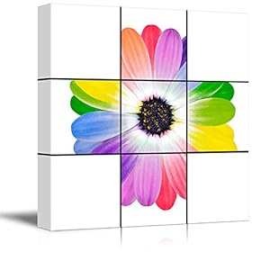 Wall26-Canvas Wall Art-Black Background Flower Theme for Living Room-Giclee Painting Wall Bedroom Living House Decoration Home Art - 12x12 inches