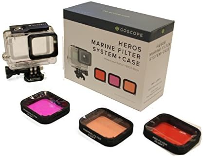 HERO 5 MARINE FILTER SYSTEM CASE Black 60m / 195ft Three filters red magenta snorkel quick Buckle Mouting Screw protect your GoPro HERO5 Underwater Photo Film Scuba Diving Adventure