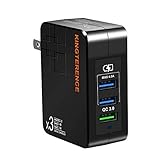 Quick Charge 3.0 USB Fast Wall Charger, 30W 3 Port Travel Wall Fast Charger Adapter QC3.0 QC2.0 Quick Charging Block Plug Compatible for iPhone XR/X/8/7/6/5 Samsung S8/S7/S6/Edge/Note LG HTC