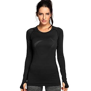 CRZ YOGA Women’s Active Long Sleeve Sports Running Tee Top Seamless Leisure T-Shirt