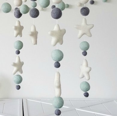 Baby Crib Mobile by Tik Tak Design Co – Felt Ball Mobile for Your Boy or Girl Babies Bed Room – 100% NZ Wool - Designer Colors to Match Your Nursery and Delight Your Child - Thumbnail 3