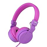 Kanen K95 On Ear Foldable Headphones with Microphone, Adjustable Stereo Headphones for Kids/Adults, SmartPhones Tablets Computers iPhone iPod iPad Purple