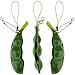 SnowCinda Fidget Toys, 3 Piece Squeeze-a-Bean Soybean Stress Relieving Keychain Mobile Chain Fidget, Green