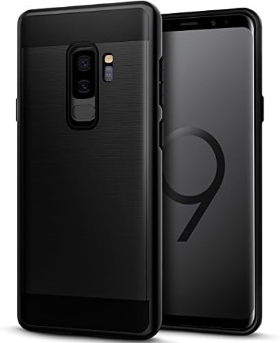 Galaxy S9 Plus Case, Casgen Brushed Metal Design [Flexible &amp; Slim] Heavy Duty Protection Dual Layer Armor Cover,Anti Slip [Shock Absorption] Case for Samsung Galaxy S9 Plus-Black