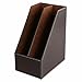 KINGFOM Wooden Leatherette Desktop File Folder Organizer and Document File Stand Journals Magazine Rack 2 Slots (brown)