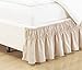 Grand Linen - Easy Fit, Wrap Around Ivory/Beige Ruffled Elastic Solid Bed Skirt Fits Both Queen, King and Cal King Size Bedding High Thread Count 14 inch Fall Microfiber Dust Ruffle, Silky Soft