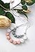 MINIme Long Teething Necklace, 100% BPA Free Silicone Beads, Chewlery, Instant Pacifier, Teething and Drooling Relief (Pink, White, Gray)