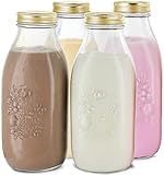 Estilo Dairy Reusable Glass Milk Bottles with Metal