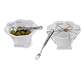 Mud Pie Circa Style Olive You Condiment Cups, Ceramic, 4851027, 4-piece Set, White