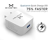 Ghostek® NRGcharge QuickCharge 2.0 Rapid High-speed Fast Quick Wall Home Charger Adapter With Micro USB Data Charging Cable | Smartphones | Tablets | Samsung Galaxy | Android | LG | Warranty (White)