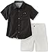 Calvin Klein Baby Boys 2 Pieces Shirt Short Set - Woven Shirt, Black, 24M