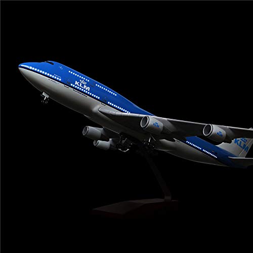 24-Hours 18” 1:130 1 Scale Airplane Model Holland 747 with LED Light(Touch or Sound Control) for Home Decoration or Gift