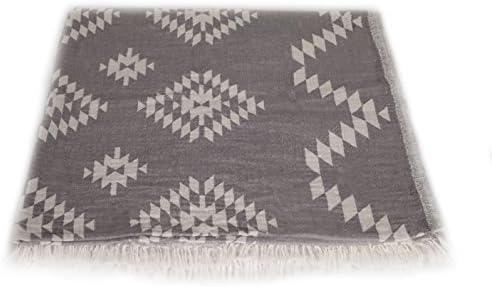 Peshtemal Turkish Bath Towels 37x70 %100 Organic Cotton - Truva Series 12.7 oz (Dark Gray)