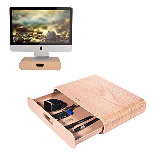 SAMDI Monitor Stand Computer Monitor Riser With Desk Organizer Storage Drawer For Imac Computer Monitor Laptop Notebook TV Printer (Oak) - Thumbnail 7
