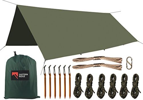Camping Tarp - Waterproof Windproof Lightweight Durable Rainfly Shelter For Hammock or Ground Camping