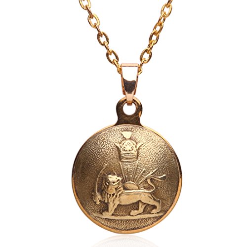 Gold Pt Iranian Persian Shir Khorshid Lion Sun Pahlavi Necklace Iran Farvahar (24