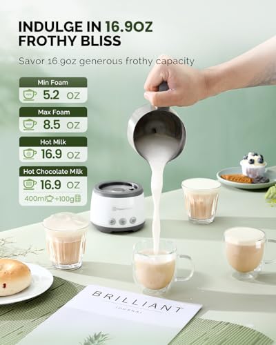 Maestri House Milk Frother, 4-in-1 DualFro 400 Electric Milk Steamer and Frother, 16.9OZ 600W Smart Touch Control Hot and Cold Foam Maker, Memory Function for Latte, Cappuccinos, Milk, Chocolate Milk