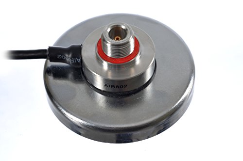 AIR802 Neo Power Mag Mobile Magnetic Antenna Mount, N Jack-Female Tri-Metal Plated, Chrome Base, 15 Feet CA195FLEX Black Cable, Mini UHF Plug-Male