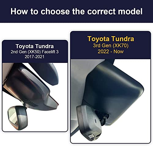 Fitcamx 4K Dual Dash Cam Suitable for 2022-2026 Toyota Tundra & Sequoia 2023-2026 Limited SR SR5 TRD Pro Platinum (Gen3), OEM Look, Front 2160P and Rear 1080P HD Video WiFi, Loop Recording, 128GB Card