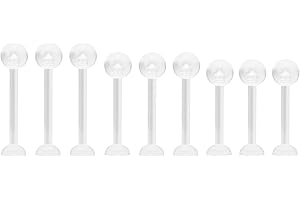 NewkeepsR 16G Bioplast Clear Fliexibility Straight Bar Nipple Tongue Nose Piercing Retainers