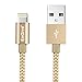 [Apple MFi Certified] EnGive Nylon Braided 8Pin 6.6Ft/2M Lightning to USB Data Sync Charger Cable for iPhone 6s/6/5s, iPad Pro/Air/Mini, iPod 5/6th gen, iPod Nano 7th gen, iOS 9 Compatible (Gold)
